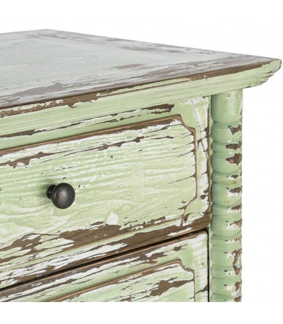 Cómoda de madera reciclada verde estilo vintage cuatro cajones 4