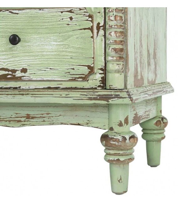 Cómoda de madera reciclada verde estilo vintage cuatro cajones 6