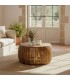 Mesa de centro redonda de madera natural y ratán estilo boho mdmhogar