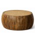Mesa de centro redonda de madera natural y ratán estilo boho