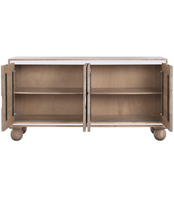 Aparador de madera maciza de acacia natural y blanco estilo boho chic 2