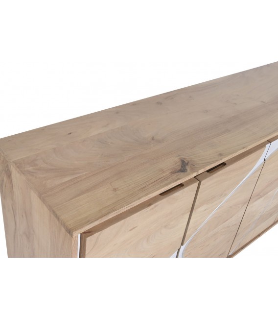Aparador de madera maciza de acacia natural y blanco estilo boho chic 3