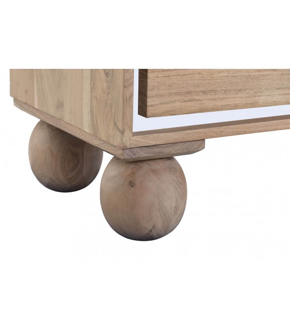 Aparador de madera maciza de acacia natural y blanco estilo boho chic 5