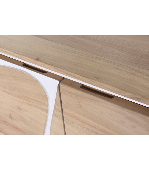 Aparador de madera maciza de acacia natural y blanco estilo boho chic 4