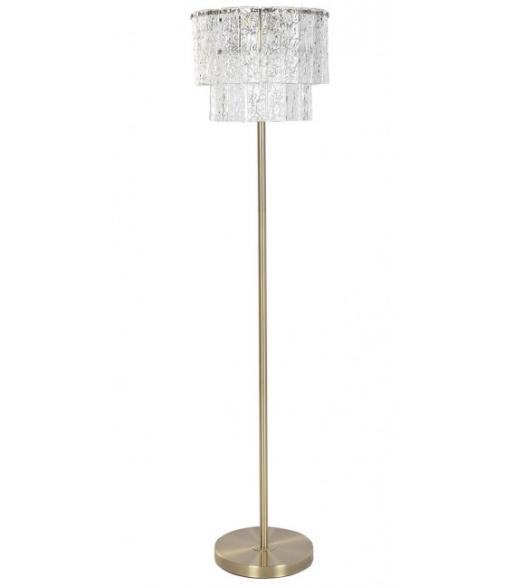 Lámpara de pie de metal dorado y cristal labrado 3 luces 1