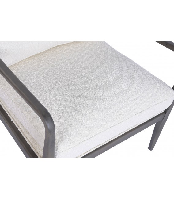 Butaca madera maciza de haya teñida gris tapizada bouclé blanco 4