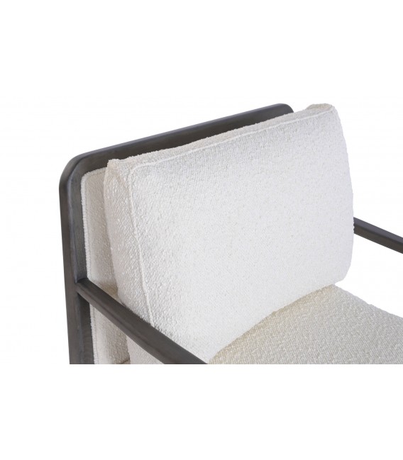 Butaca madera maciza de haya teñida gris tapizada bouclé blanco 3