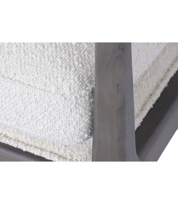 Butaca madera maciza de haya teñida gris tapizada bouclé blanco 5