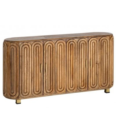 Aparador boho de madera de mango con detalles en metal dorado