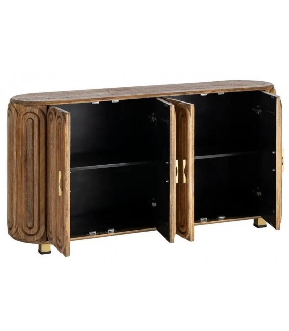 Aparador boho de madera de mango con detalles en metal dorado 1