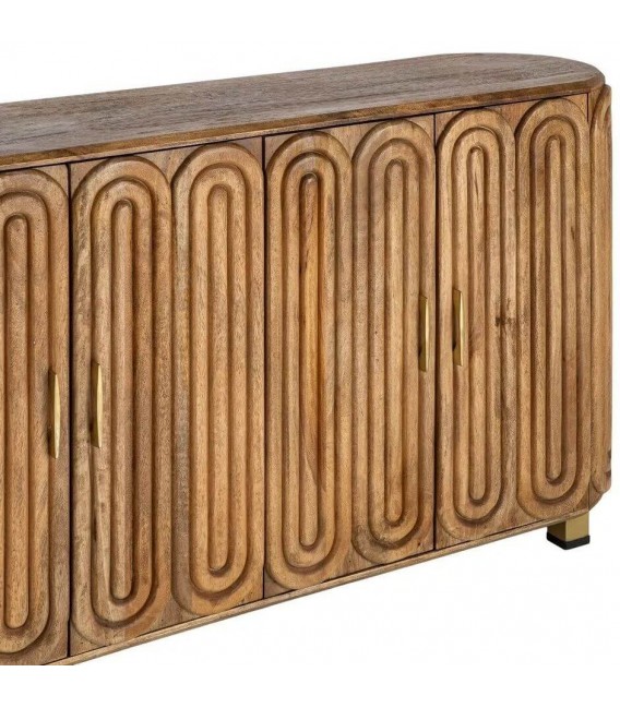 Aparador boho de madera de mango con detalles en metal dorado 2