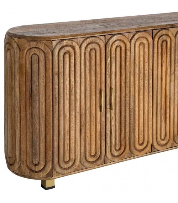Aparador boho de madera de mango con detalles en metal dorado 3