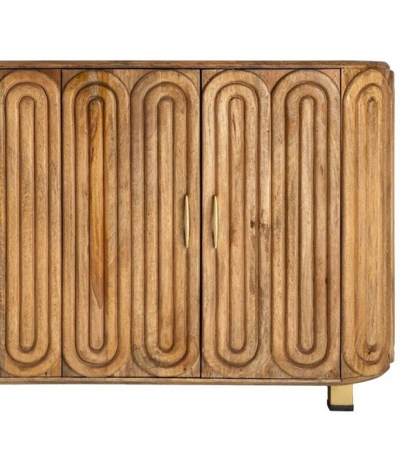 Aparador boho de madera de mango con detalles en metal dorado 7