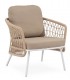 Conjunto exterior sofá, 2 sillones y mesa acero blanco textil beige 3
