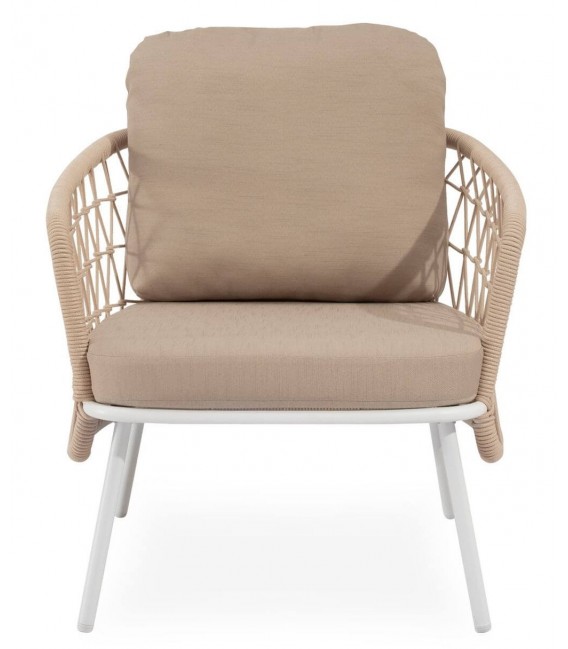 Conjunto exterior sofá, 2 sillones y mesa acero blanco textil beige4