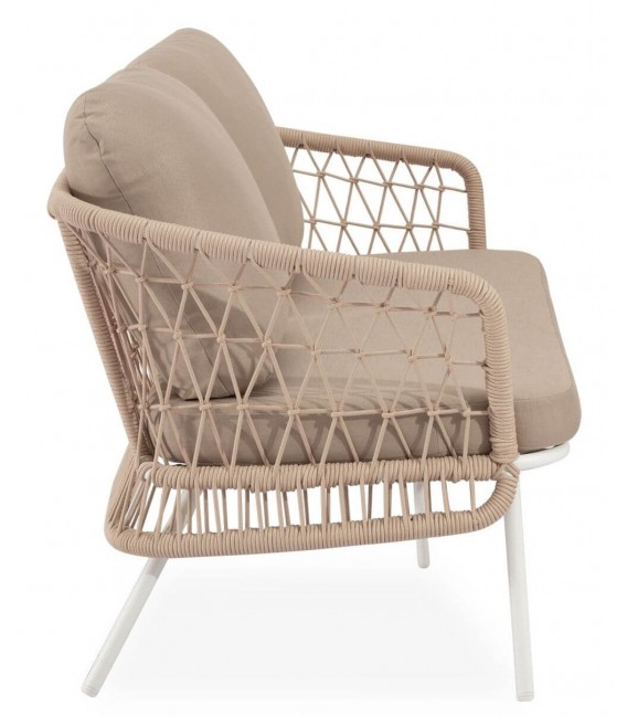 Conjunto exterior sofá, 2 sillones y mesa acero blanco textil beige2