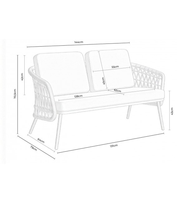 CONJUNTO MUEBLES EXTERIOR PAMESA ACERO BLANCO TEXTIL BEIGE