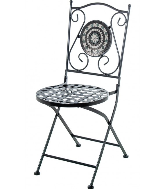 Set mesa y 2 sillas plegables metal y piedra estilo industrial 1