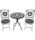 Set mesa y 2 sillas plegables metal y piedra estilo industrial