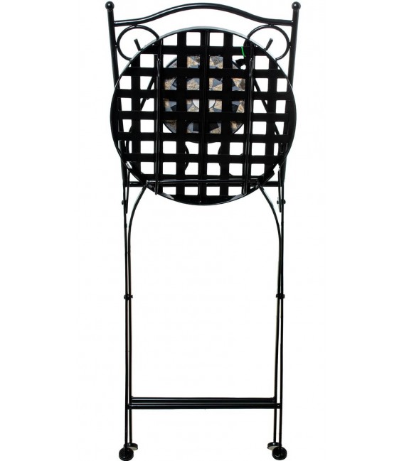 Set mesa y 2 sillas plegables metal y piedra estilo industrial 3