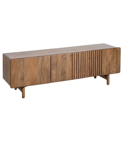 Mueble TV estilo boho de madera de mango natural con tres puertas