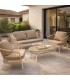 Conjunto exterior sofá, 2 sillones y mesa acero blanco textil beige Mdmhogar