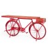 Consola entrada bicicleta antigua, metal rojo madera natural