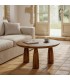 Mesa de centro redonda de madera maciza de mango estilo boho mdmhogar