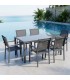 Set mesa y 6 sillas aluminio negro exterior estilo industrial mdmhogar