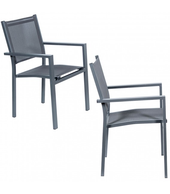 Set mesa y 6 sillas aluminio negro exterior estilo industrial 3