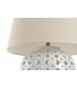 Lámpara sobremesa grande porcelana blanca con pantalla lino beige 3