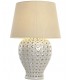 Lámpara sobremesa grande porcelana blanca con pantalla lino beige 2