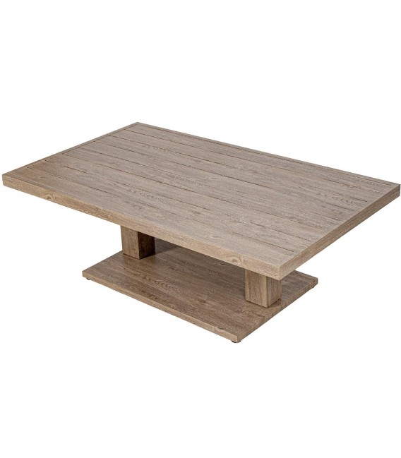 Mesa de centro exterior de aluminio efecto madera estilo boho 1