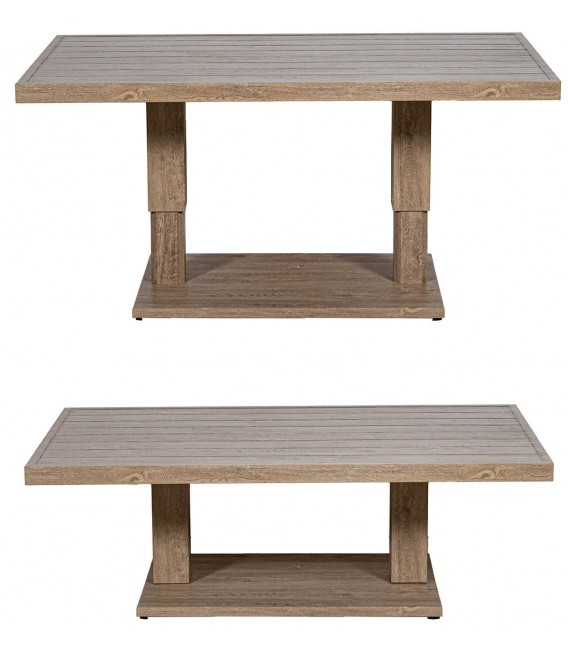 Mesa de centro exterior de aluminio efecto madera estilo boho 5