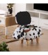 Puf baúl animal print vaca con almacenaje y patas madera Mdmhogar