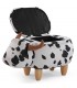 Puf baúl animal print vaca con almacenaje y patas madera 1