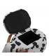 Puf baúl animal print vaca con almacenaje y patas madera 4