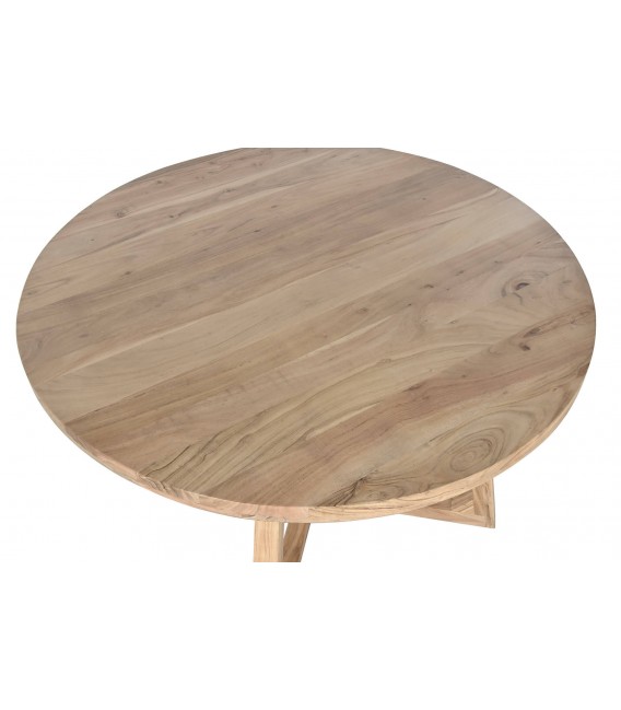 Mesa comedor redonda grande madera acacia natural estilo boho 1