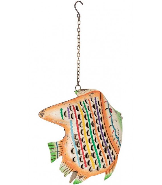 Portavelas grande para colgar de metal multicolor estilo étnico 2