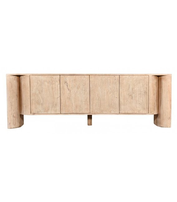 Mueble TV de madera de mango natural cuatro puertas estilo boho 2