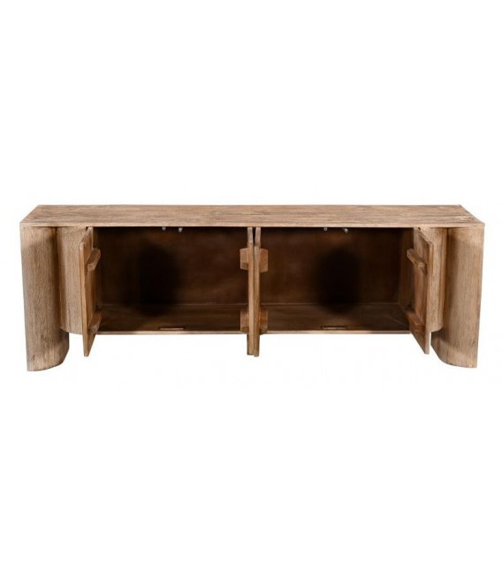 Mueble TV de madera de mango natural cuatro puertas estilo boho 3