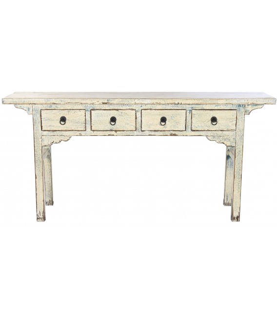 Consola entrada madera olmo crema cuatro cajones estilo oriental 1
