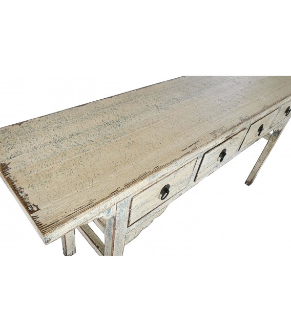 Consola entrada madera olmo crema cuatro cajones estilo oriental 3