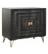Aparador industrial madera de mango en negro con puertas talladas