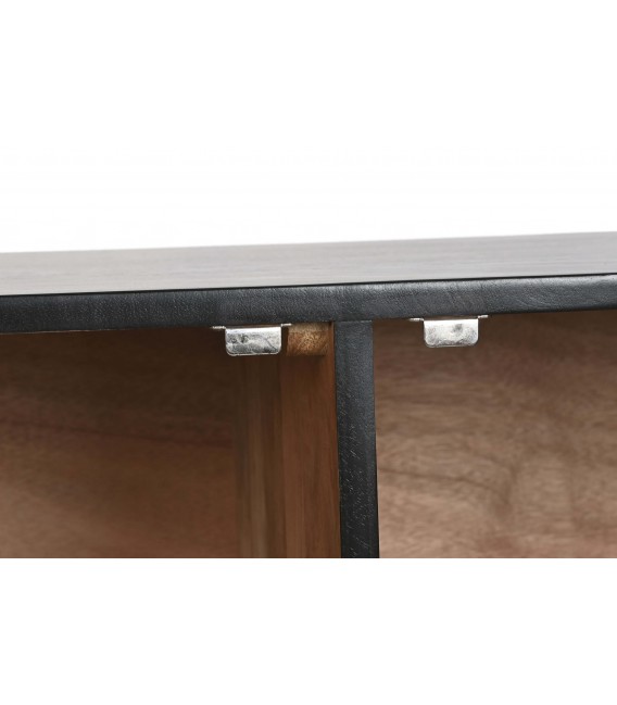 Aparador industrial madera de mango en negro con puertas talladas 7