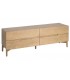 Mueble de TV de madera natural con cuatro cajones estilo boho