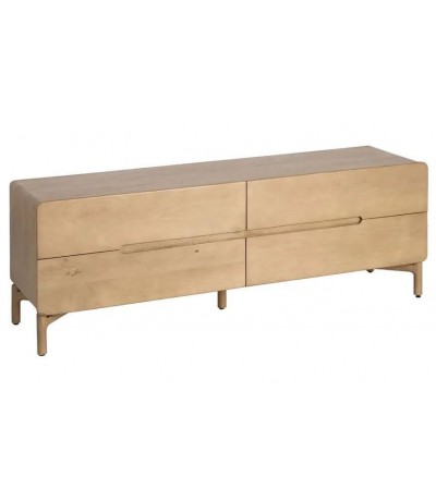 Mueble de TV de madera natural con cuatro cajones estilo boho