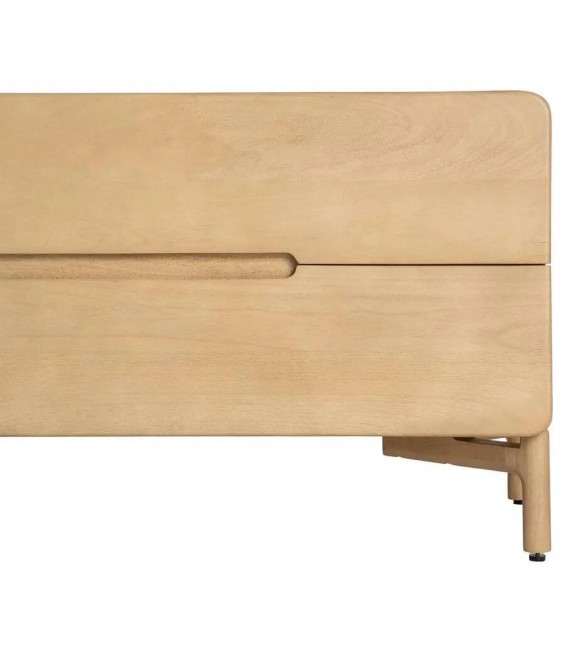 Mueble de TV de madera natural con cuatro cajones estilo boho 6