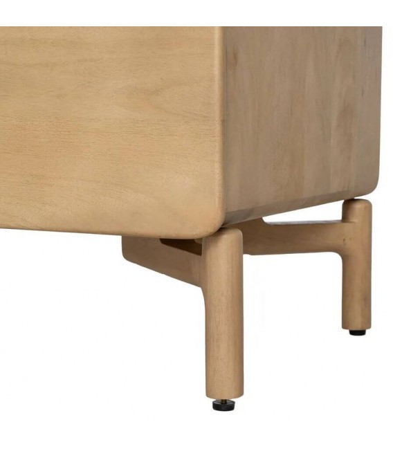 Mueble de TV de madera natural con cuatro cajones estilo boho 8