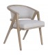 Sillón comedor cómodo madera fresno y tela gris claro estilo Boho